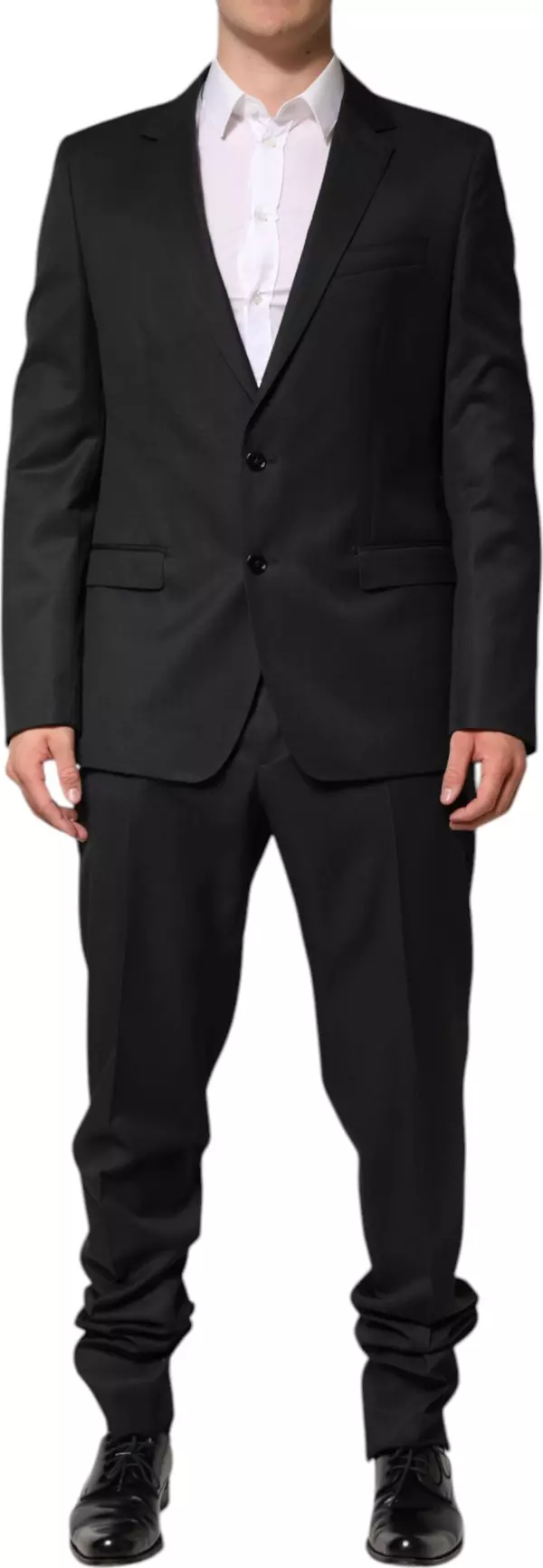 Dark Gray Wool Single Breasted 2 Piece Suit