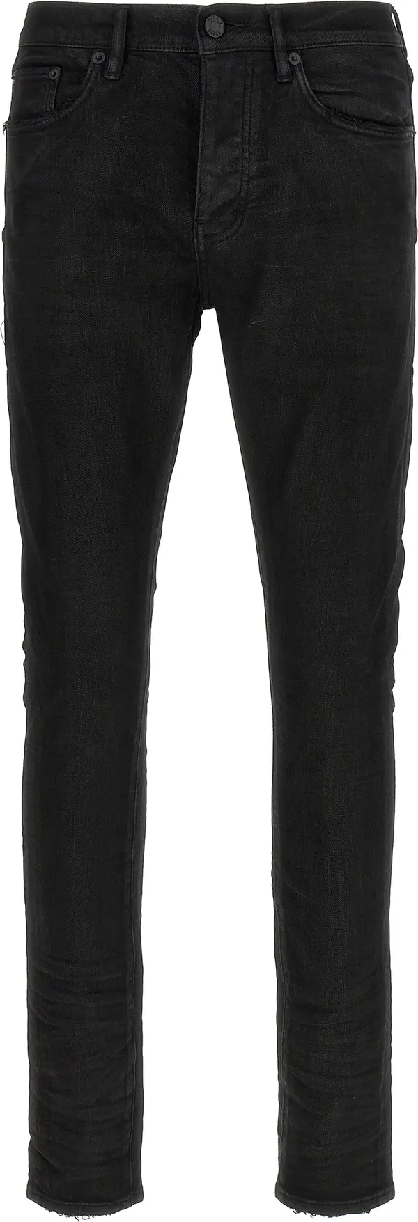 Black Cotton Tapered Jeans