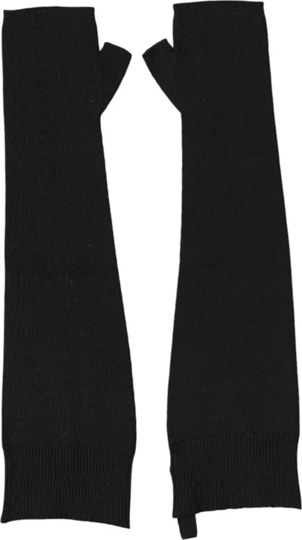 Black Virgin Wool Knitted Fingerless Men Gloves