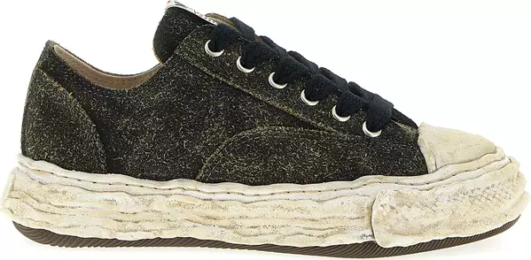 Black Cowhide Low Top Sneakers