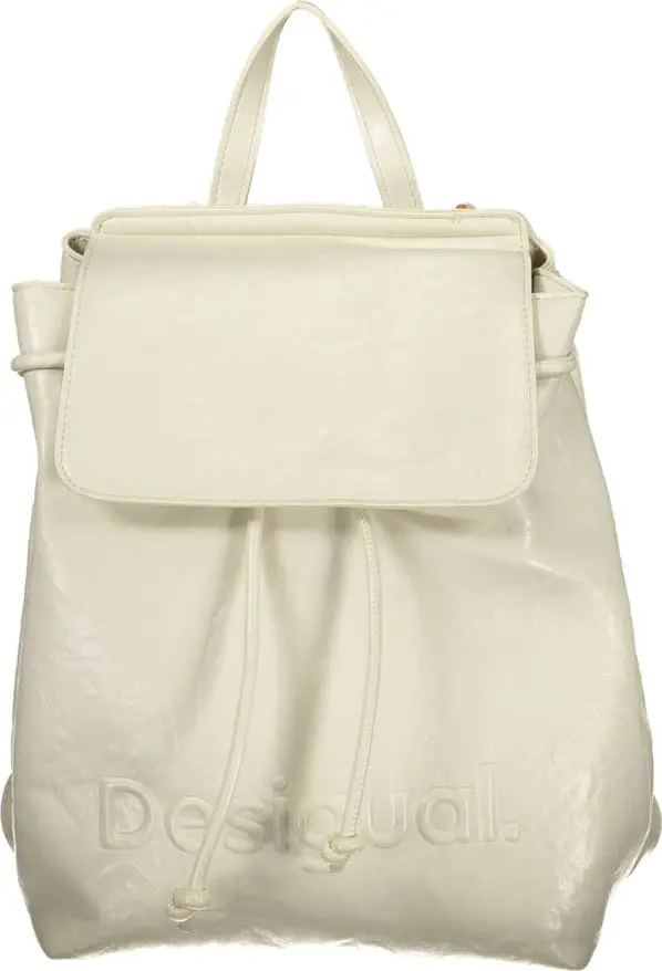 Ecru Polyurethane Women Backpack