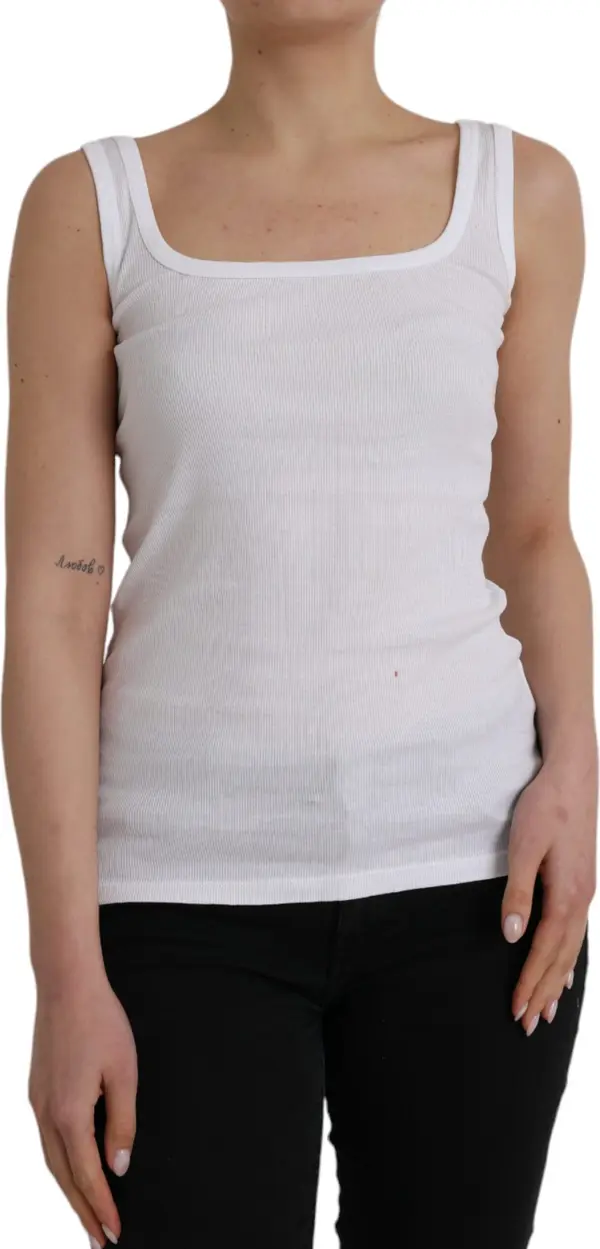 White Cotton Sleevelesss Tank Casual Top
