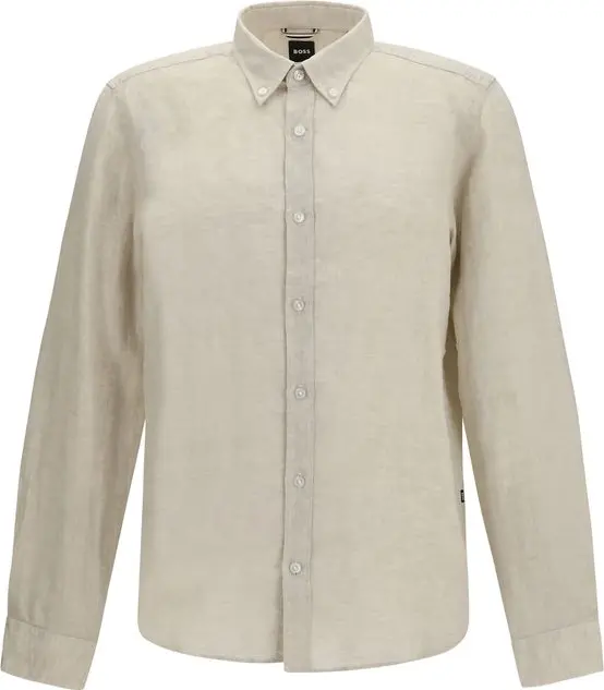 Beige Linen Dress Shirt