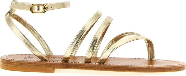 Gold Cowhide Flat Sandals