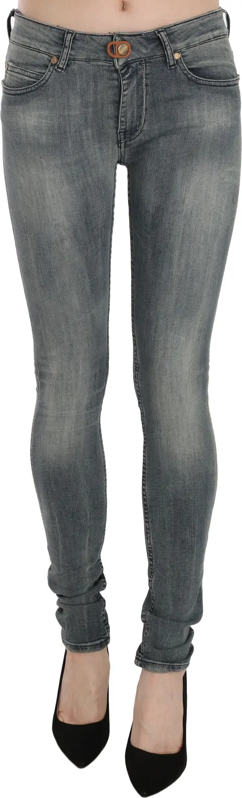 Blue Washed Low Waist Slim Fit Skinny Denim Casual Jeans