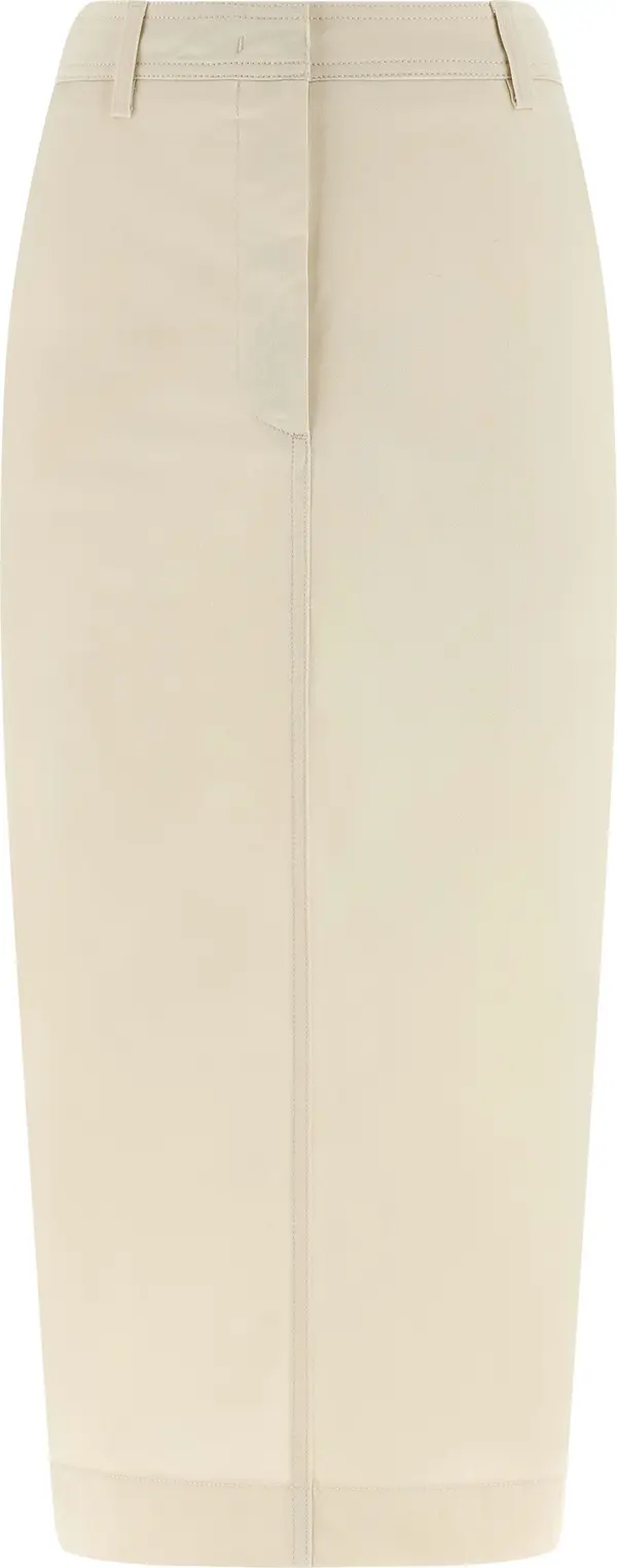 White Cotton Midi Skirt