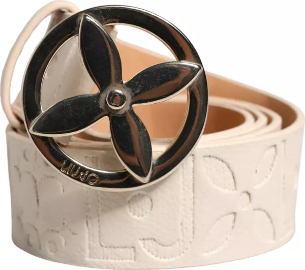 Beige Leather Wide Waist Silver Metal Buckle Waist Women Belt
