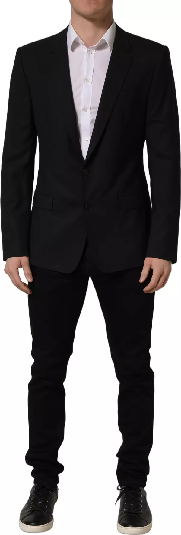 Dark Blue Wool Single Breasted Blazer Jacket