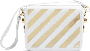 White/Gold  Metallic Stripe Crossbody Bag