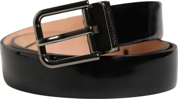 Men Black Classic Leather Metal Buckle Belt
