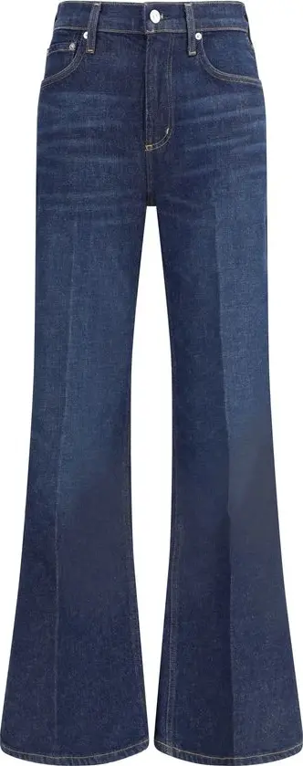 Blue Cotton Flared Jeans