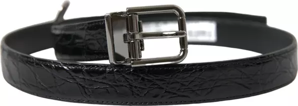 Black Leather Silver Metal Buckle Belt