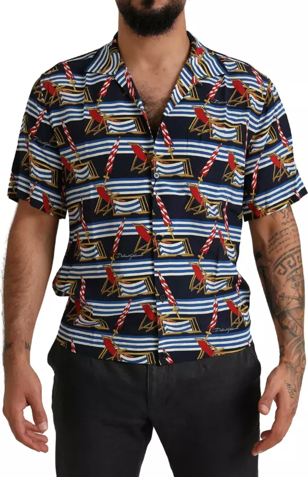Multicolor Beach Chair Short Sleeves Shirt
