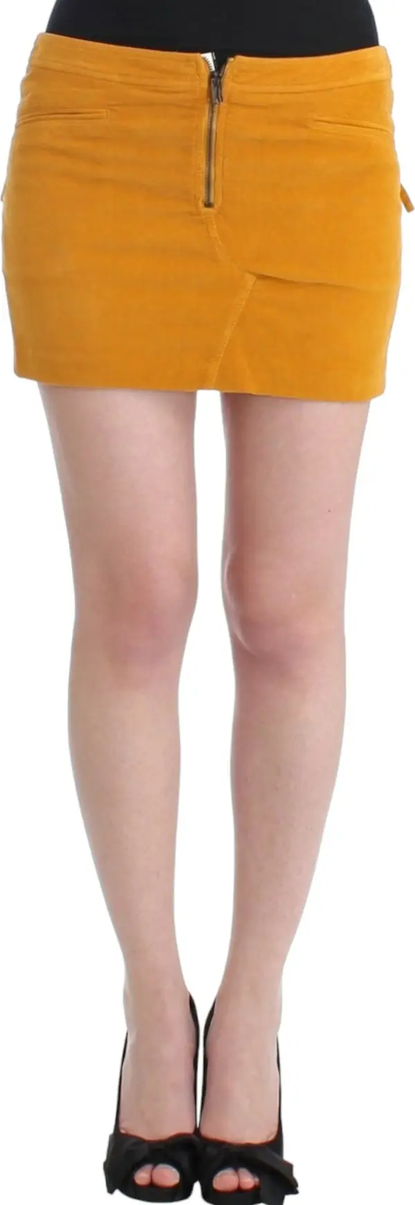 Yellow corduroy mini skirt