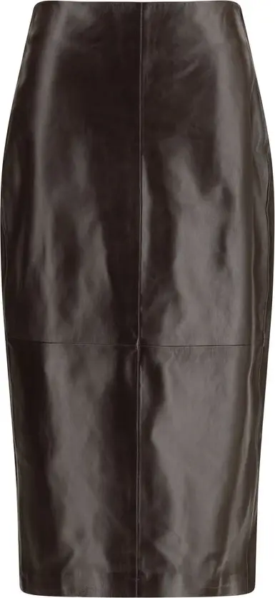 Brown Leather Long Skirt