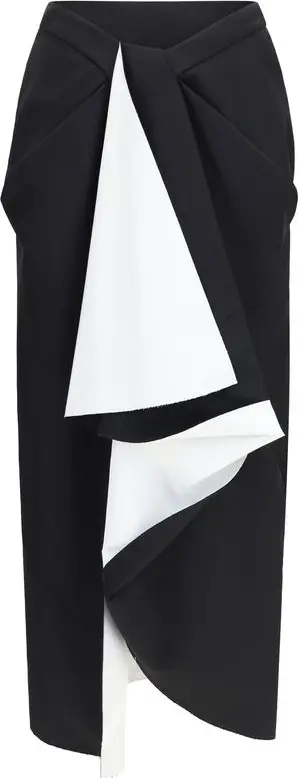Black Wool Oves Aries Midi Skirt