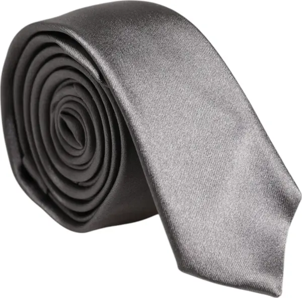 Metallic Silver Silk Adjustable Necktie Tie