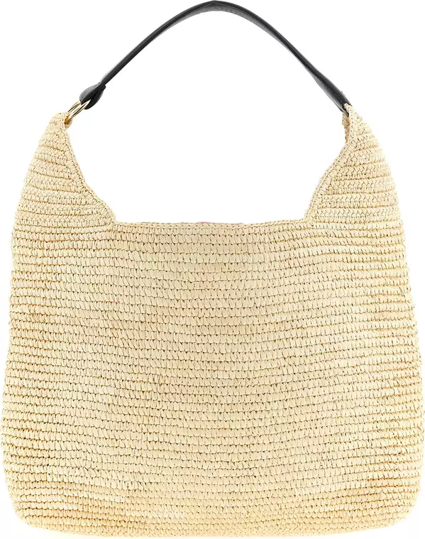 Beige Raffia Shoulder Bag