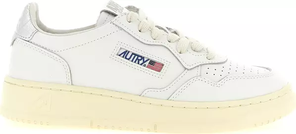 Silver Cowhide Low Top Sneakers