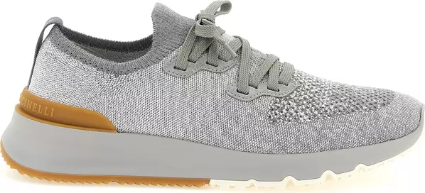 Gray Cotton Athletic Sneakers