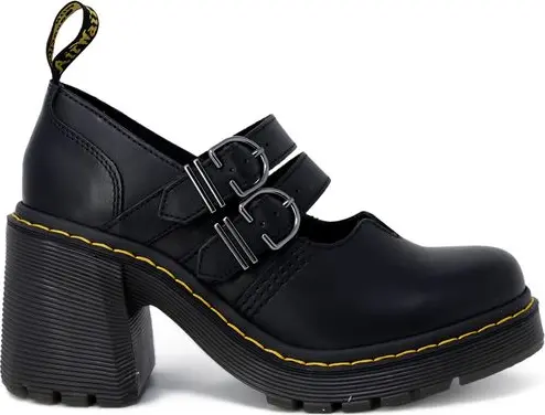 Black Leather High Heel Pumps