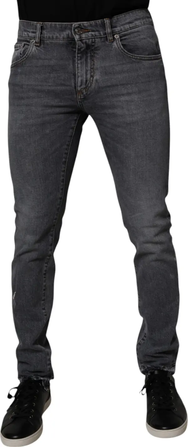 Dark Gray Cotton Stretch Skinny Denim Jeans