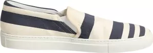 Blue White Striped Canvas Men Low Top Casual Shoes