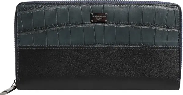 Black Blue Exotic Leather Men Continental Clutch Wallet
