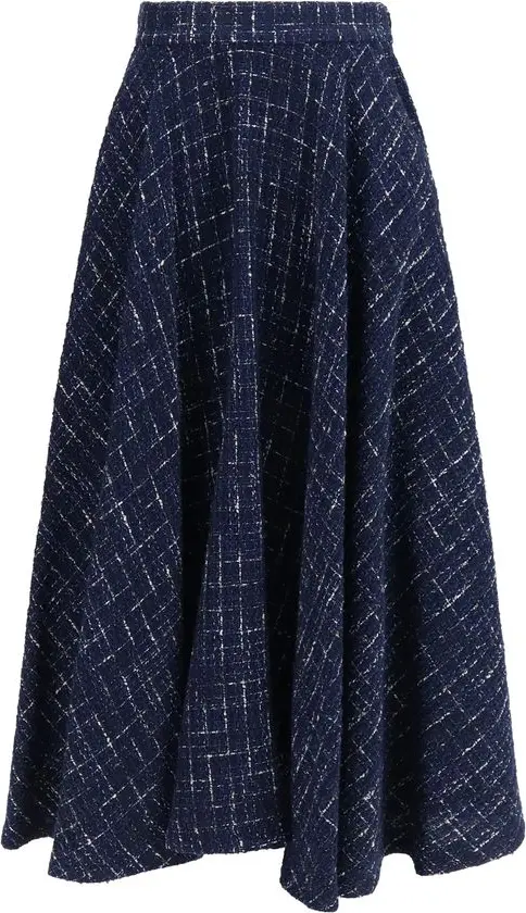 Blue Polyester Long Skirt
