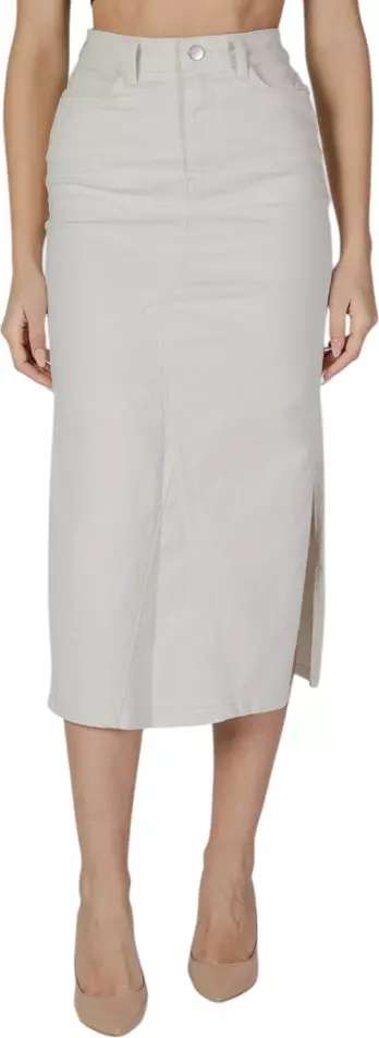 Cream Cotton Long Skirt