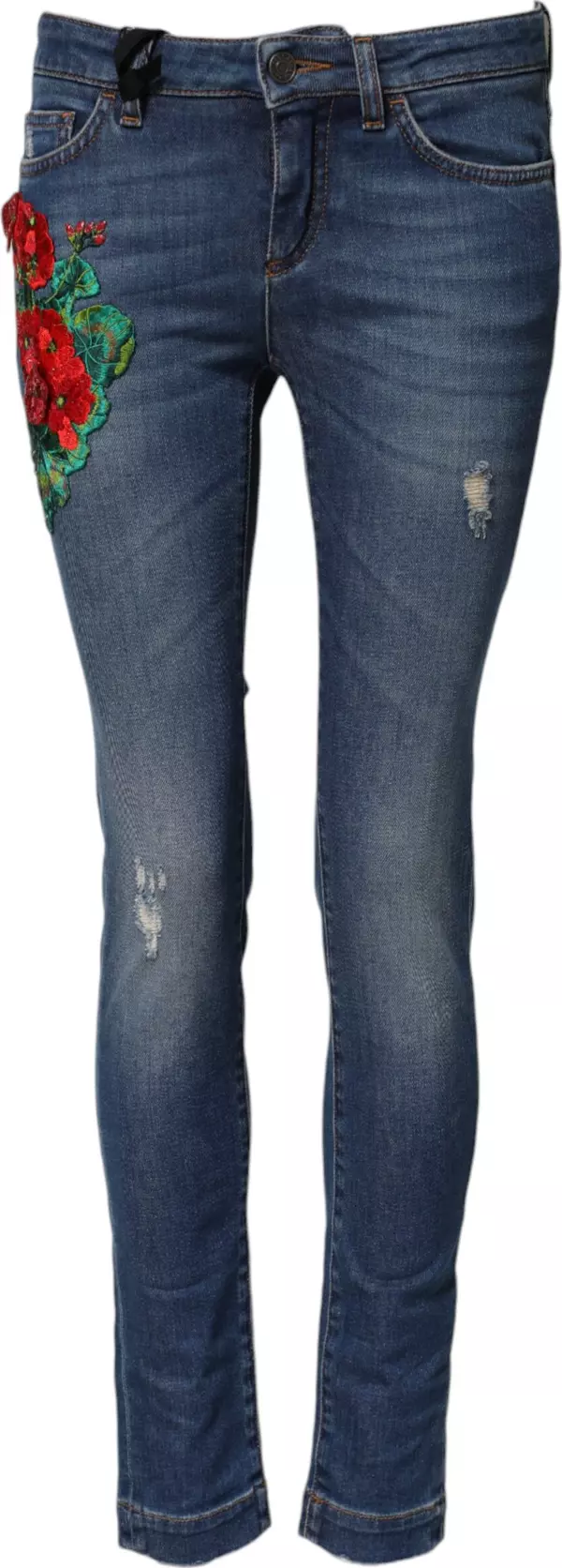 Blue Cotton Low Waist Skinny Denim Jeans