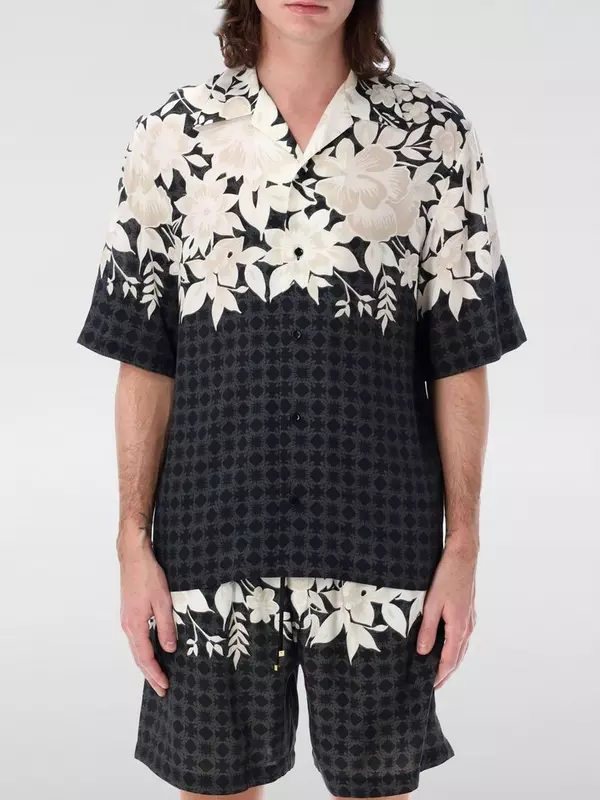 Black Silk Pattern Shirt