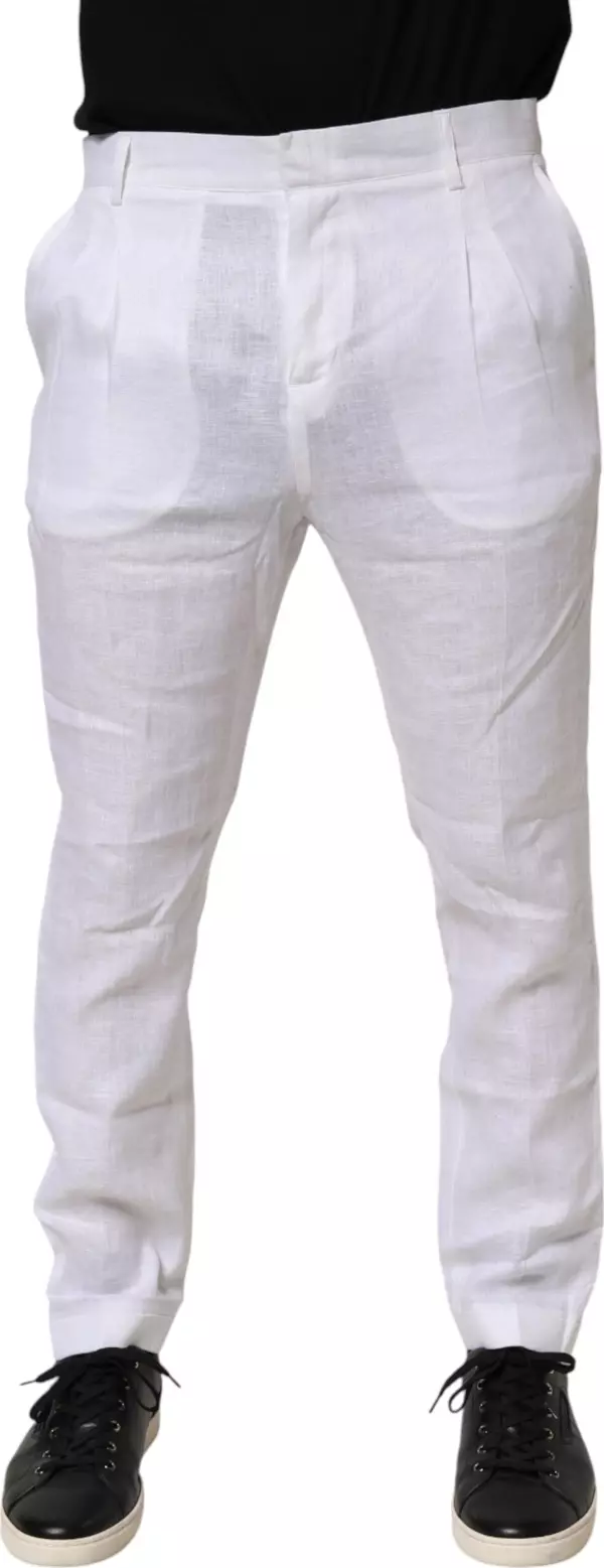 White Linen Formal Dress Trouser Pants