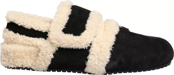 Beige Black Faux Fur Flats Men Sandals Shoes