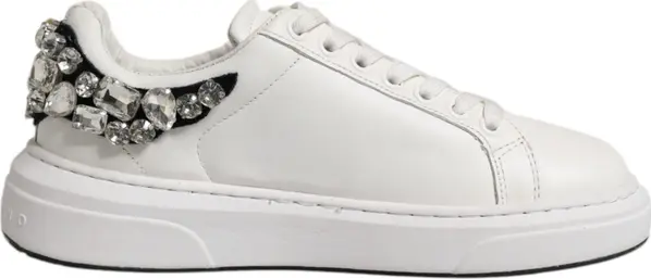 White Rhinestone Embellished Sneakers Shoes