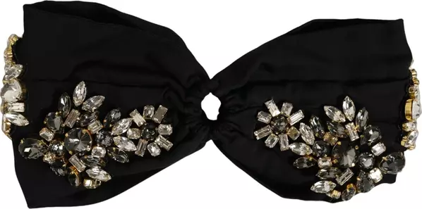 Black Silk Crystal Embellishment One Size Headband