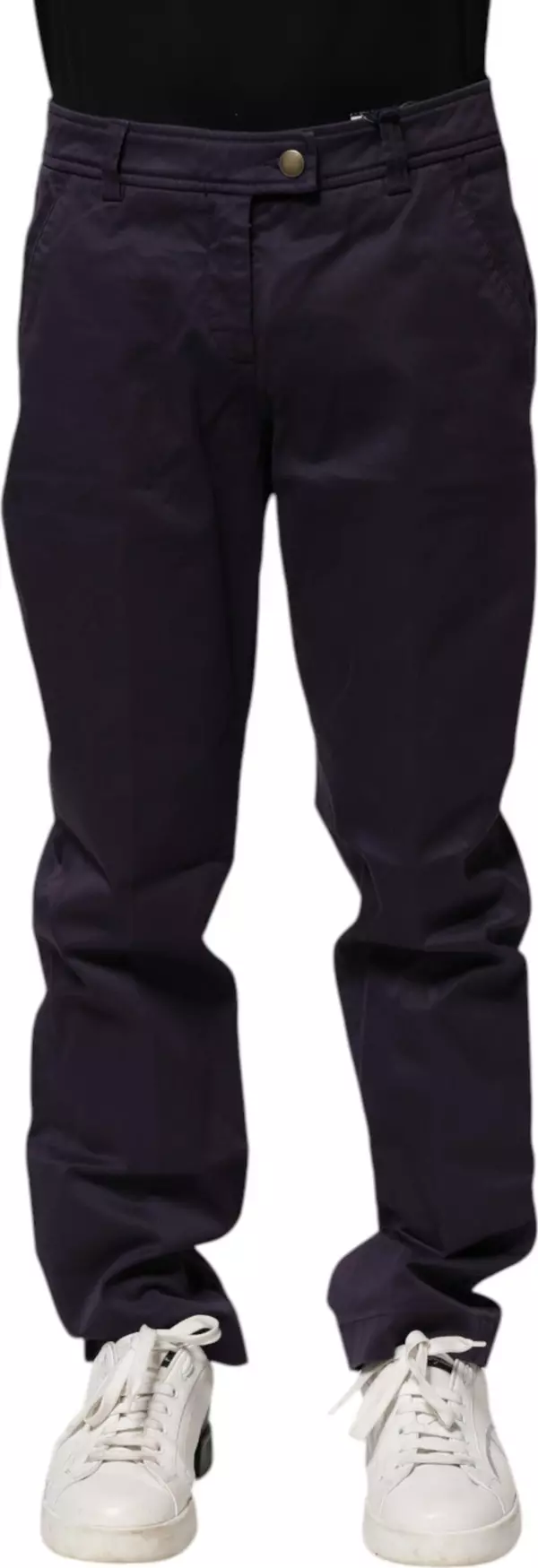 Dark Purple Mid Waist Casual Straight Pants