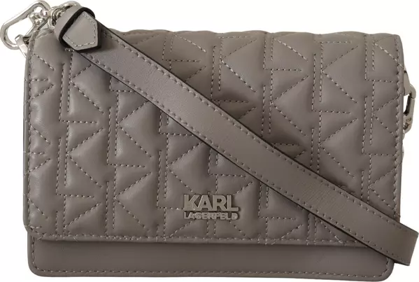 Light Grey Leather Crossbody Bag