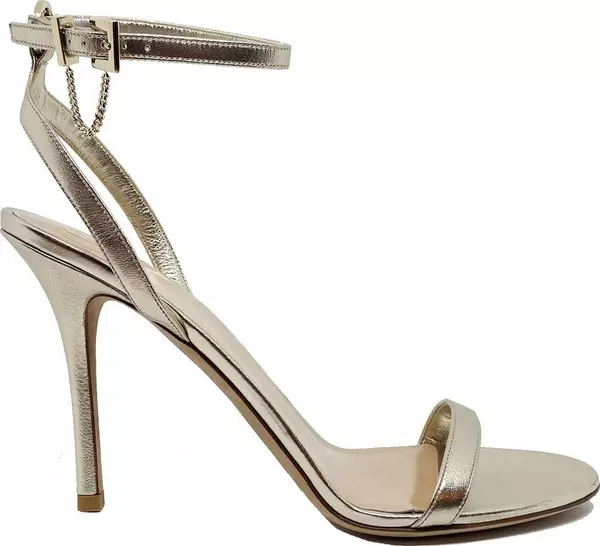 Gold Leather Stiletto Heel Sandals