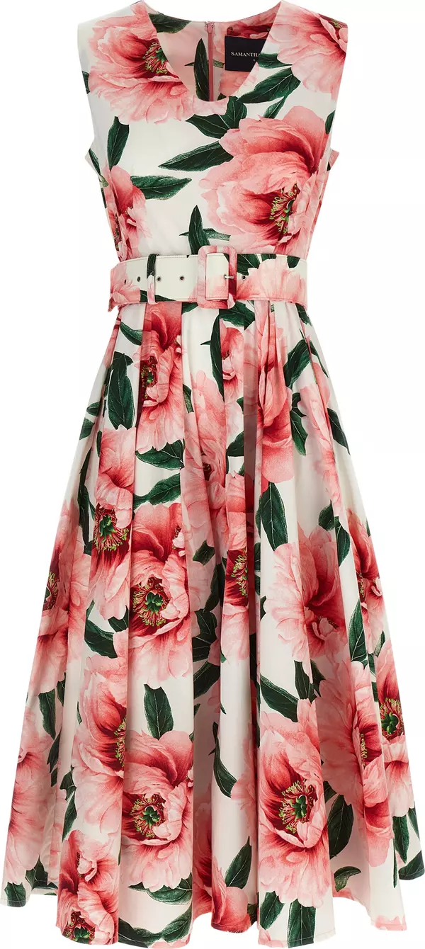Multicolor Cotton Midi Dress