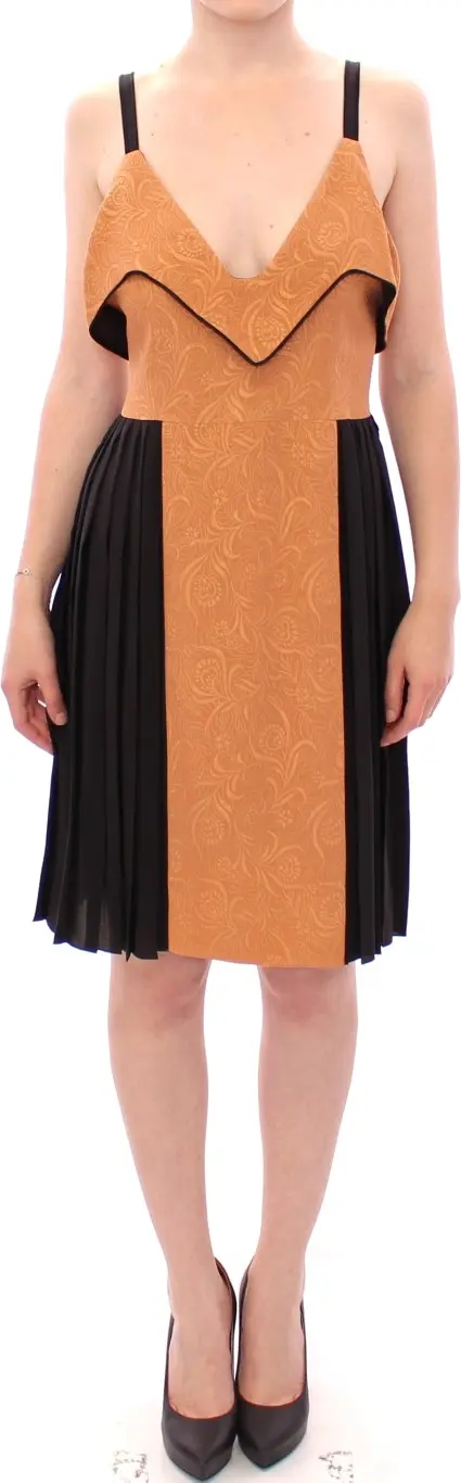Black Bronze Silk Sleeveless Above Sheath Dress