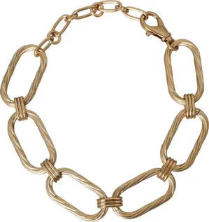 Gold Tone Brass Large Link Chain Jewelry Necklace
