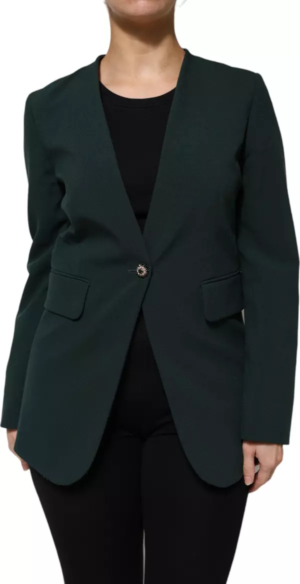 Green Single Breasted One Button Coat Jacket