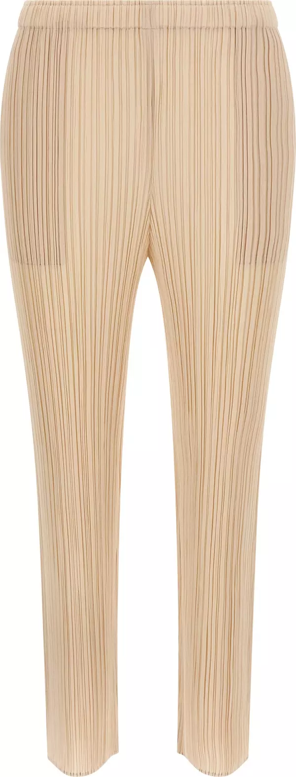 Beige Polyester Casual Pants