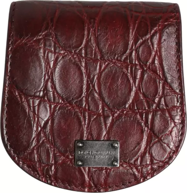 Burgundy Exotic Skin Condom Case Holder Pocket Wallet