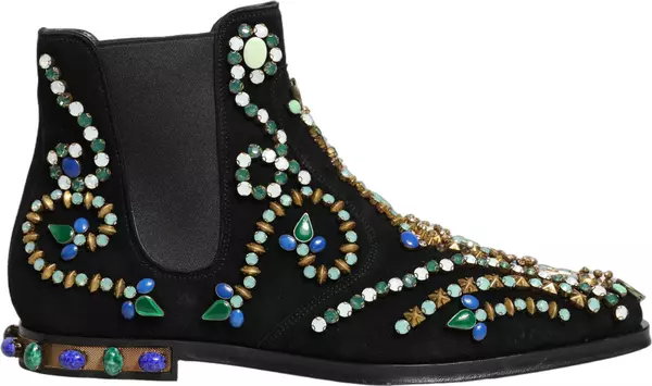 Black Embellished Chelsea Ankle Boots Shoes