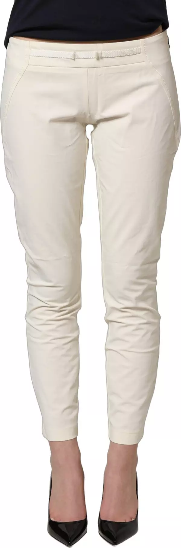 White Low Waist Skinny Women Trouser Pants