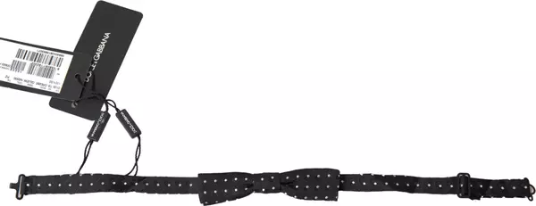Black Polka Dot Silk Adjustable Men Neck Papillon Bow Tie