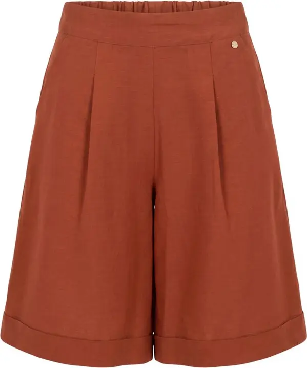 Brown Viscose Women Shorts