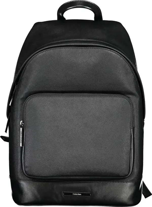 Black Polyester Men Backpack